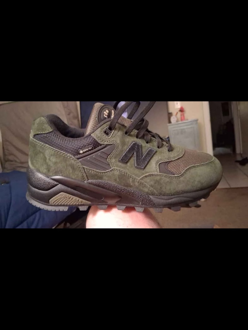 New Balance Men's Olive Green Suede & Mesh Sneakers